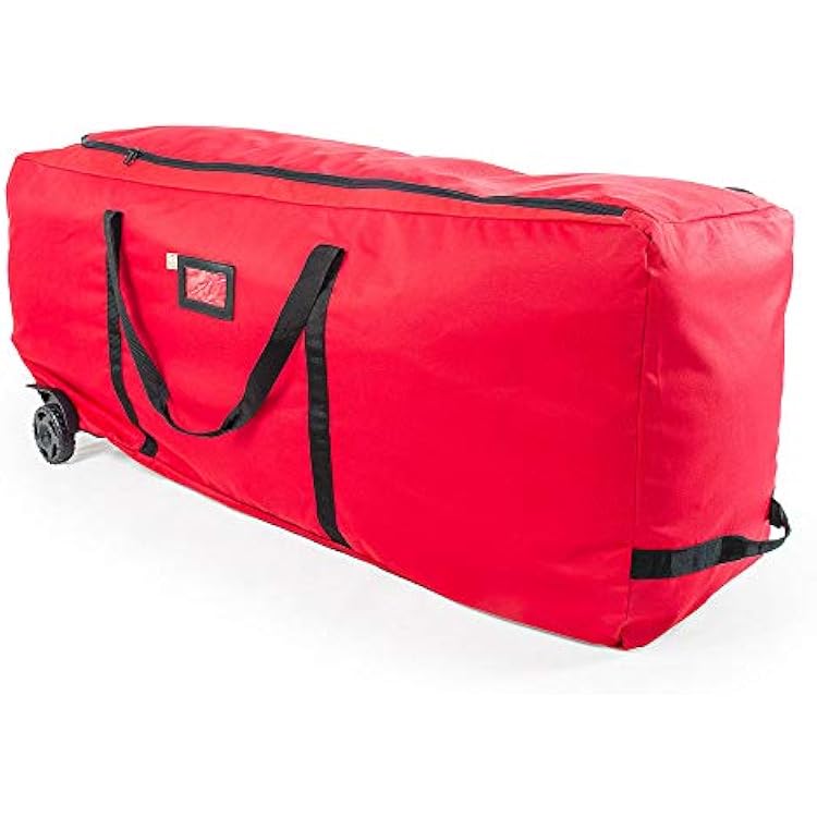 [Rolling Duffle Bag Tree Storage Bag] - Big Wheeled 9 Foot Christmas Tree Storage Bag for Artificial Trees up to 9 Feet Tall - Compression Straps to Secure Your Tree | EZ Roller by Santas Bags