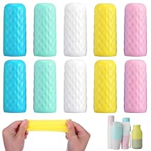 Sibba 10 Pack Travel Essentials Silicone Bottle Covers, Spill Proof Bottle Cover, Leak Proofing Elastic Sleeves, Cruise Essential, Fits Various Travel Size Bottles