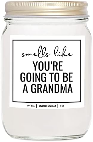 You Nique Designs First Time Grandma Gifts, Pregnancy Announcement for Grandparents, Grand Baby Announcement for Parents, Promoted to Grandma Scented Soy Candles for Women,8 oz Lavender & Vanilla