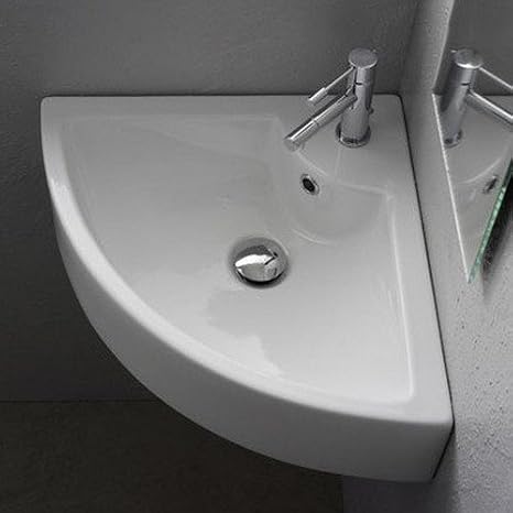 Scarabeo 8007/E-One Hole Square Ceramic Wall Mounted/Vessel Corner Sink, White