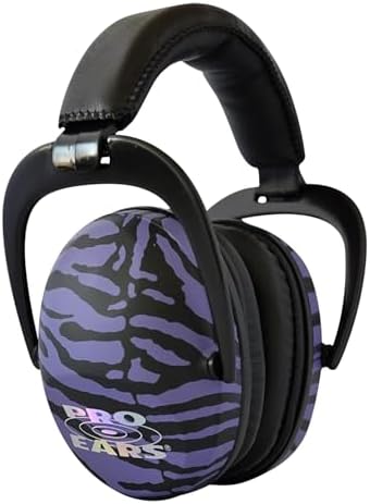 Pro Ears Ultra Sleek Passive Hearing Protection Ear Muffs for Long Use, Indoor and Outdoor Range, NRR 26, Adjustable & Padded