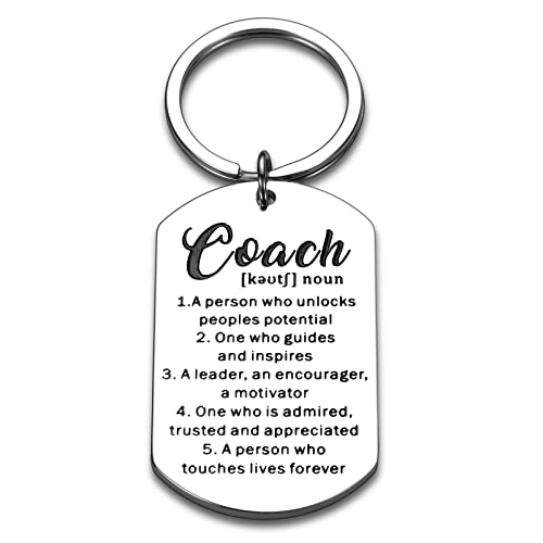 Coach Keychain - Thank You Gift for Soccer, Football, Baseball, Softball, Volleyball, Gym, Sports, Cross Country Running Coaches - Birthday, Christmas, Stocking Stuffer