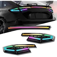 Tail Lights Assembly Compatible with 2022-2025 Civic Hatchback Type-R FL1 FL2 FL4 FL5, 11th Gen Sequential Turn Signal + Animated DRL, Pair.