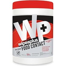 WIPESPLUS Cleaning Wipes All Purpose Food Contact - No Rinse, No Residue, Quick Dry Formula, Disinfecting Wipes For Restaurants, Foodservice, Schools - Canister, 100 Count, (Pack of 6)