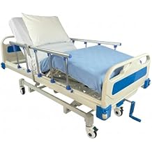 GloryMEQ Point A Tech PAM3SE SemiElectric Hospital Bed 3Function Adjustable HomeCare Bed with Bedside Controls, Locking Casters & Safety Rails, Includes Foam Mattress, Bed Tray & 2 Sheets