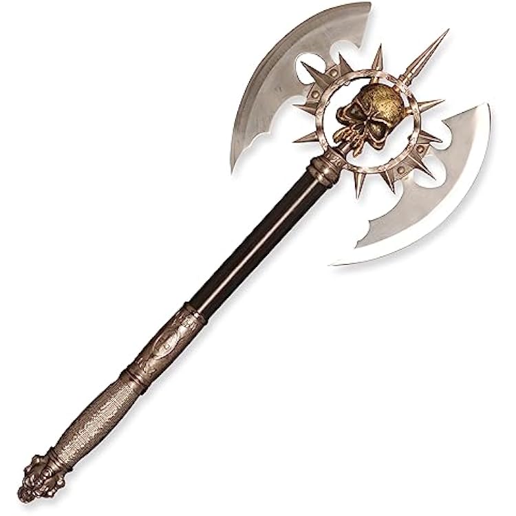 Silver 25 Unique Fantasy Medieval Skeleton Chaser Gothic Western Tomahawk Double Knife with Wire Wrapped Handle for Collectible Display and Outdoor