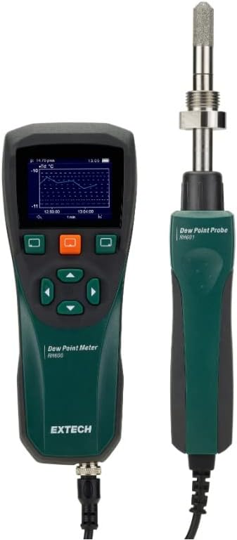 Extech RH600 Dew Point Meter,50 to 30 Ctd, Graphic Display | Dew point -50 to 30 Ctd, to 20 bar ambient pressure, sensor purge, graphic trend display, CSV logging to PC