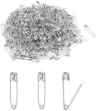 LASSUM 500 Pcs Silver Safety Pins,19mm Metal Clothing Accessories Trimming Fastening Safety Pins