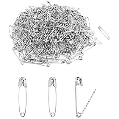 LASSUM 500 Pcs Silver Safety Pins,19mm Metal Clothing Accessories Trimming Fastening Safety Pins