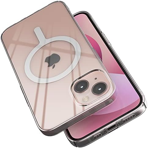 Sinjimoru iPhone 13 Ultra Thin Clear Phone Cover for MagSafe Case, Non Yellowing Strong Magnetic Slim Fit Cell Phone Case Crystal Clear for iPhone 13. M-AiroFit Basic