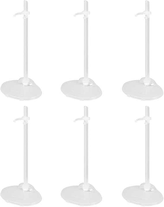 LAWALEISHE 6 Pcs Doll Stand, Plastic Doll Display Stand Display Holders, Adjustable Transparent Model Display Stand Support Dolls Accessories Frame, Action Figure Stand Barbie Accessories