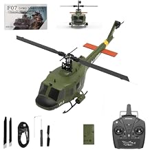YUXIANG F07 UH-1 RC Helicopter for Huey, 1/34 Scale 6CH Brushless Direct-Drive 6G Flybarless Remote Control Helicopter, Optical Flow Positioning, RTF for Beginners & Enthusiasts