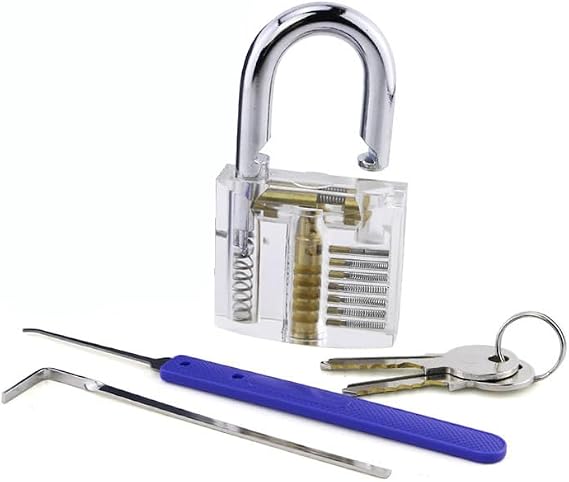 Beginner Lock Pick Practice Set,Transparent Lock with Tool,Cheap Pick Kit