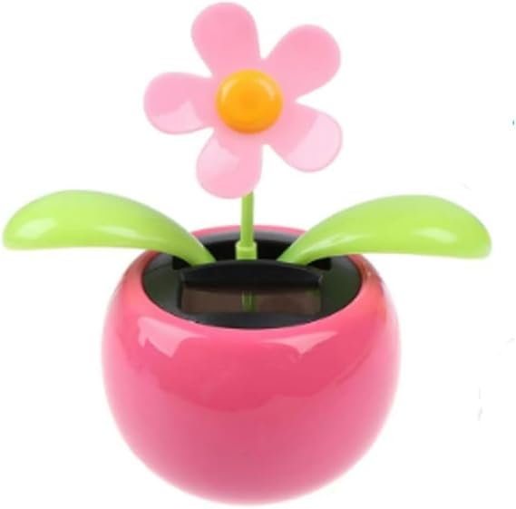 1Pc Pink Solar Dancing Sun Flower Automotive Ornament Solar Powered Dancing Sun Flower in Colorful Pots Swinging Animated Bobblehead Dancer Window Sun Catcher Car Dashboard Decor