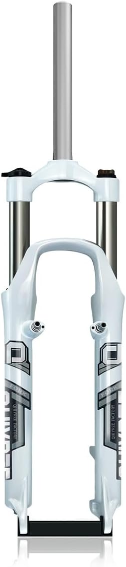 26 Inch Mountain Bike Suspension Fork V Disc Brake 26'' Spring Fork Travel 80mm 1 1/8" Straight Steerer Threadless Front Fork QR 9mm Manual Lockout(26'' White)