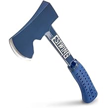 ESTWING Camper's Axe - 14" USA Made Blue Hatchet with Tent Stake Puller & Shock Reduction Grip - E6-25A