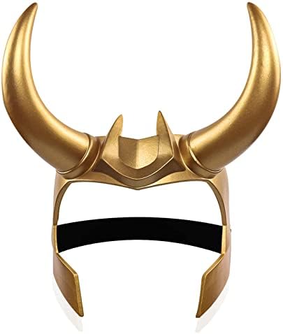 nezababy Horns Crown Merchandise Costume Mask,Gold Helmet Headwear Cosplay Masquerade Accessories Prop for Adult Woman