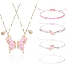 Butterfly Bff Necklace for 2 and Bff Bracelets, Best Friend Necklaces for 2, Butterfly Friendship Necklaces for 2