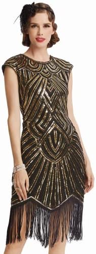 BABEYOND Womens Flapper Dresses 1920s Beaded Fringed Great Gatsby Dress