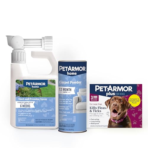 PetArmor Plus Flea & Tick Prevention for Dogs 45-88 lbs 3 Doses  PetArmor Home Carpet Spray and Yard Spray for Fleas & Ticks, Total Flea & Tick Prevention