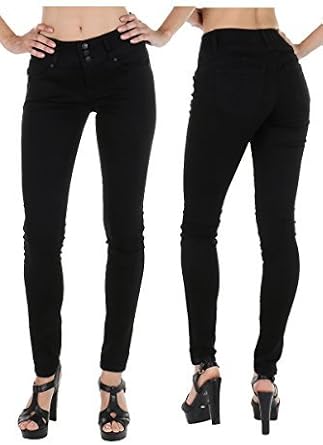wax jean Collection Women's Stretchy Denim Lifted High Waist Push-Up Jeans (7, Black)