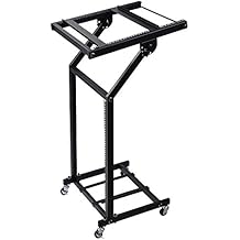 AW Adjustable Rack Mount Studio Equipment Rolling DJ Mixer Stand Stage Cart Music Party Show 12U