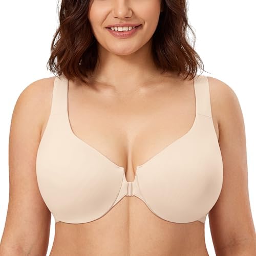 CALVENA Women's Full Coverage Underwire Comfort Support Racerback Front Closure Bra