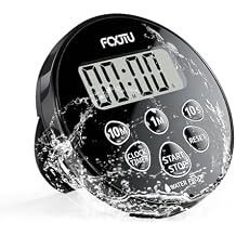 Digital Waterproof Shower Clock Timer, Bathroom Shower Countdown Timer with Alarm, Magnetic Back, Stand for Kitchen Cooking Dark Black