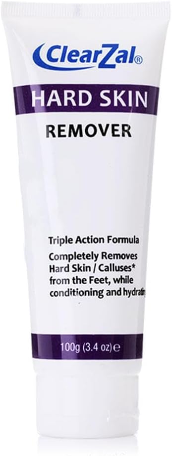 Clearzal Foot Cream For Hard Skin, Helps Calluses and Corn Removal While Leaving Soft Smooth Skin, Hydrating and Conditioning Triple Action Formula With Aloe Vera, 3.4 Ounce Tube