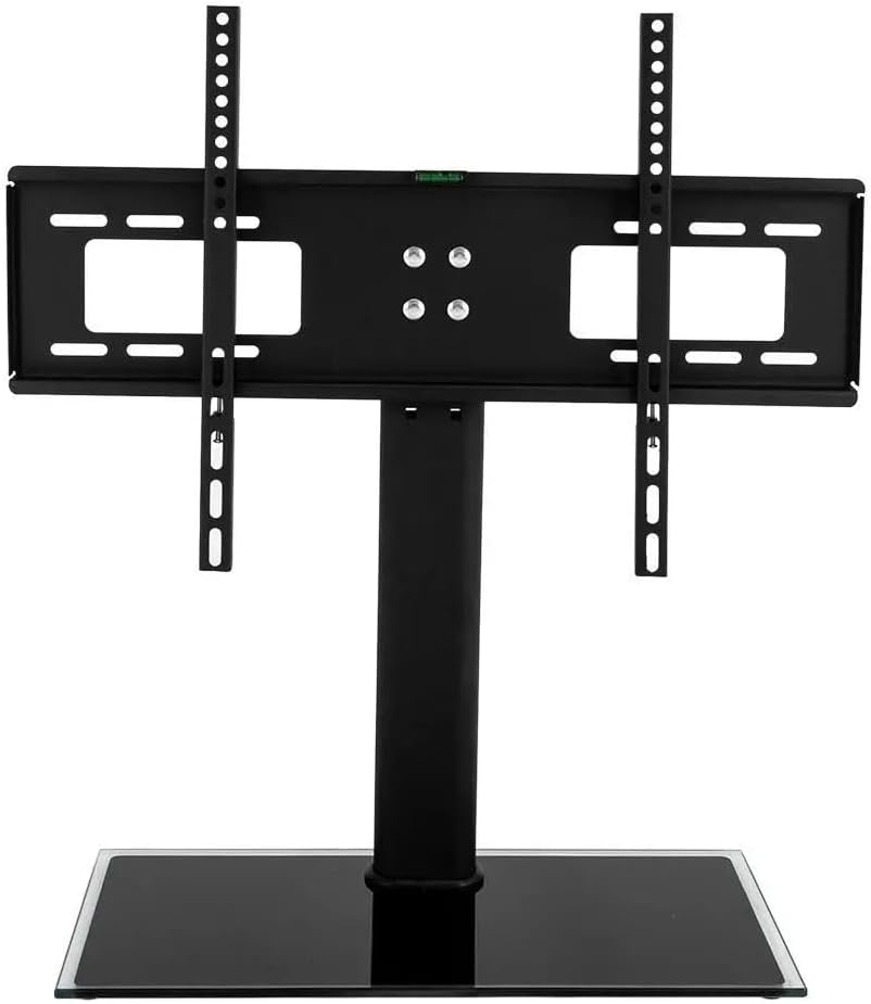 Universal Table TV Mount Bracket Stand for 32–55 Inch TVs – Tabletop Pedestal Mount Height-Adjustable Bracket, Tempered Glass Base – Fits Plasma, LCD, LED &amp; OLED Screens Max VESA 400x400mm up to 40KG