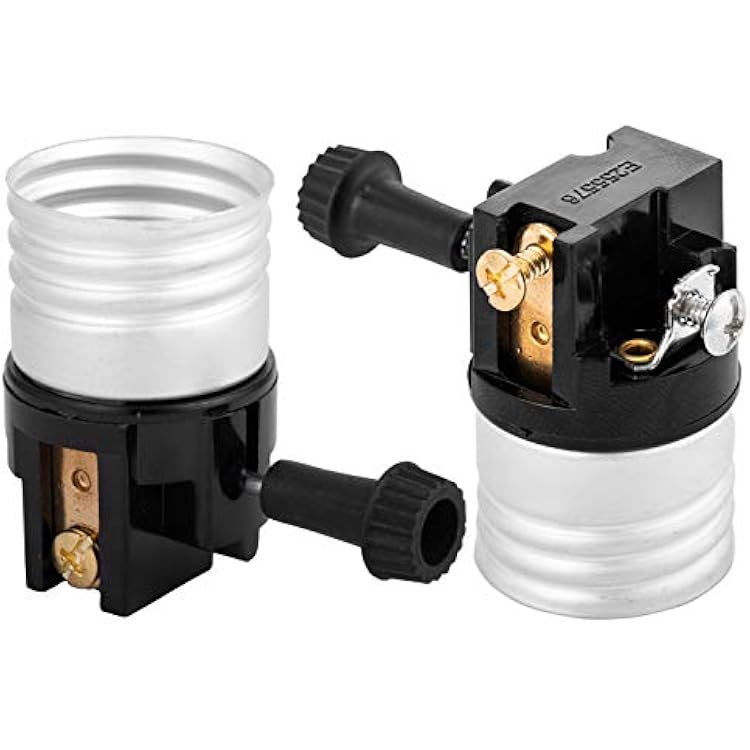 2 pack 3 way socket replacement for lamp, Medium Base Interior Only, Incandescent Lamp holder, Removable Turn Knob, 2-Circuit.