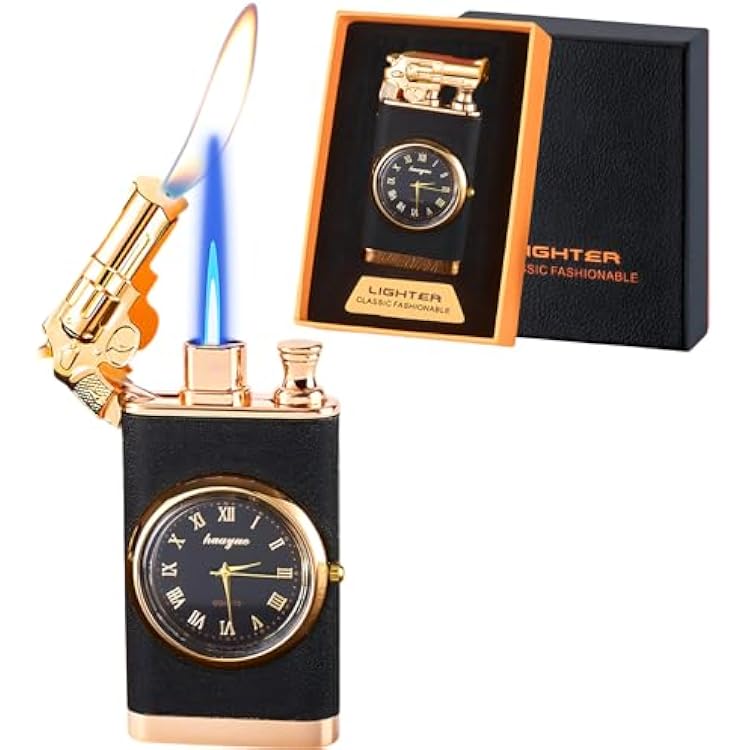 Frosted Magic Dual Flame Lighter with Fashion Design, Windproof Lighter, Adjustable Flame, Refillable Butane for Gifts Outdoor
