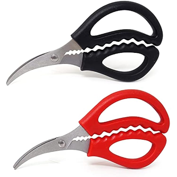 Honbay 2PCS Multifunctional Stainless Steel Shears Kitchen Seafood Scissors Fish Crab Shrimp Lobster Scissors Seafood Peeling Tools for Home 2 Color, 6