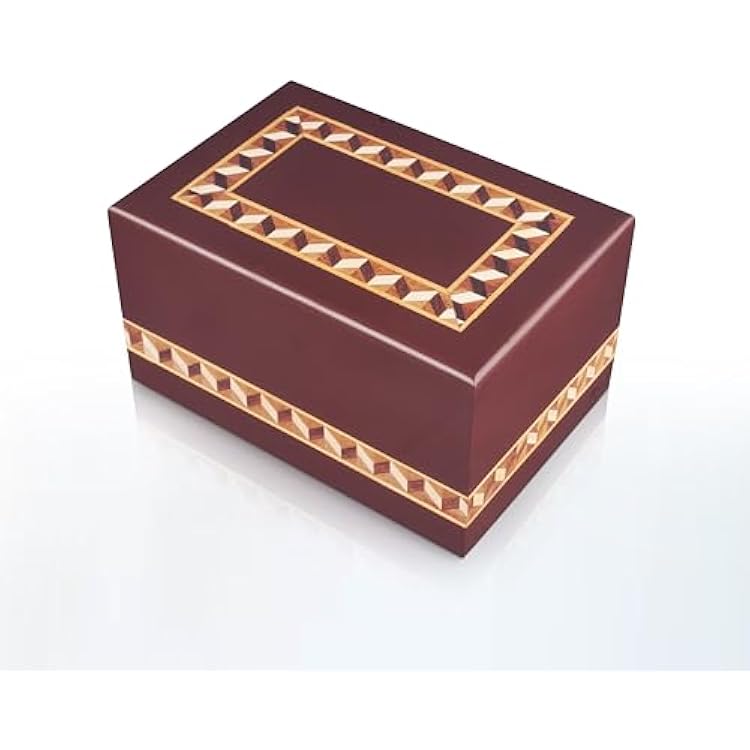 ZIYA Large Cremation Urn for Human Ashes Adult Male Female - Funeral Memorial Wooden Urn Box and Casket for Men Women - Burial Urn for Adults Cherry Border Design Decorative Large Urn Dad Mom