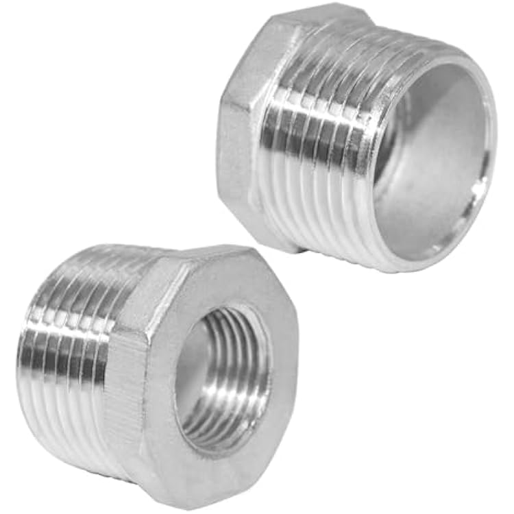 Joywayus Stainless Steel Hex Head Bushing Reducer Pipe Fitting 1 NPT Male 12 NPT Female Pack of 2