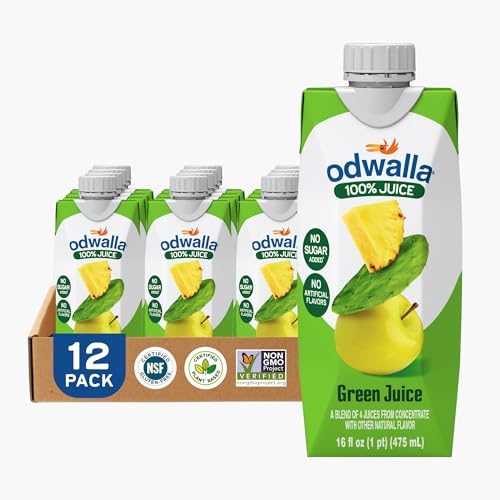 Odwalla Green Juice Green Drink with Nopal Cactus, Apple, Orange & Pineapple Juice Natural Ingredients, No Added Sugar, No Preservatives, No Artificial Flavors - 16 fl oz 12 Pack
