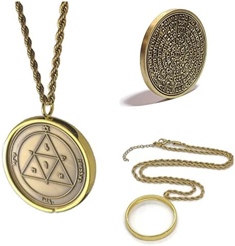 Third Pentacle of Mars  72 names of God  1FitAll King Solomon Coin bezel kabbalah seal talisman Necklace