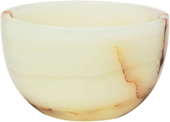 Decorative White Onyx Stone Bowl, White Marble Snack Bowl - 6 Inch
