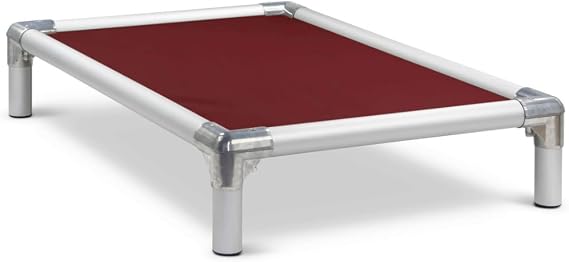 Kuranda Chewproof Elevated Dog Bed - Silver Aluminum - 44" x 27" - Cordura Nylon - Burgundy