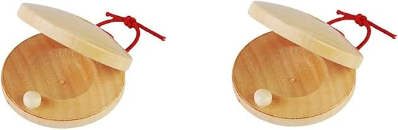 2Pcs Wooden Castanet, Percussion Instrument - Hand Finger Castanets, Wood Castanets Classroom DIY Rhythm Music Musical Instrument
