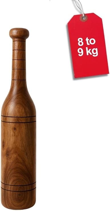 KNK Wooden Indian Club Mugdar Strength Training Fitness Club Babool Wood
