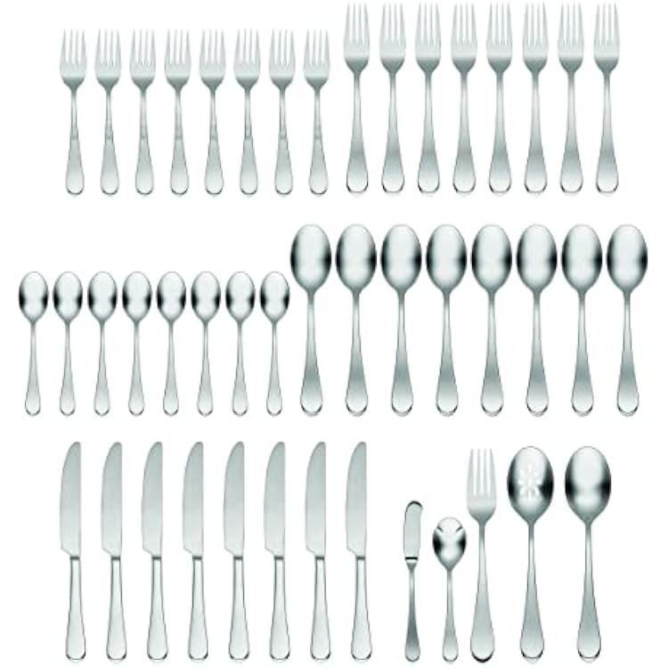 Oneida H326045Al20 Satin Icarus 45 Piece Everyday Flatware Set, Service For 8