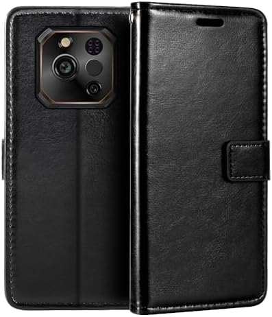 Leather Case Compatible with Ulefone RugOne Xever 7 Pro, Business Design Magnetic Flip Cover with 3 Card Slots, Photo Frame, and Hidden WalletBlack