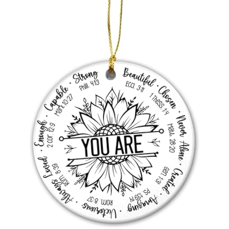 Sunflower Christian Christmas Ornaments - Religious Scripture & Nativity Ornaments, Jesus Inspirational Bible Verse Decor