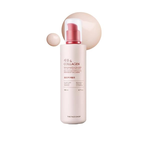 The Face Shop Pomegranate & Collagen Volume Lifting Emulsion | Deep Revitalizing Emulsion for Moisture Barrier Strengthening | Plump & Smoothen Your Skin, 4.7 Fl Oz