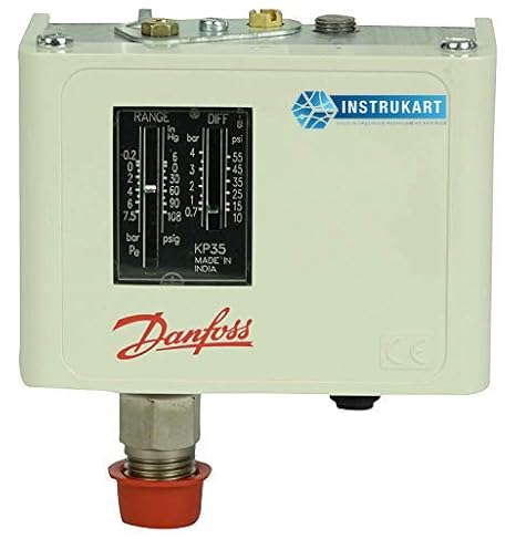 Low Current Pressure Switch (Range: -0.2 to 7.5 Bar, Temp: -40 F to 149 F, Connection Size: 1/2,) for Automobiles, HVAC, Boilers, Refrigeration Compressors by Danfoss Model: KP 35 (Pack of 1)
