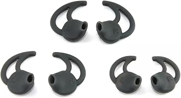 Black Silicone Ear Tips for Bose Soundsport Replacement Eargels, 3 Pairs S/M/L Sizes (S/M/L)
