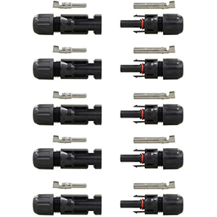 Renogy 5 Pair Solar Panel Cable Connectors, Black