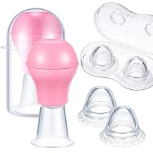 Frienda 4 Pieces Nipple Sucker Nipple Corrector Nipple Puller Women Breastfeeding Flat Inverted Nipple, Aspirator Nipples Retraction Nipples Silicone Cups for Mommy Girl Pink