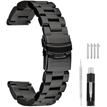 Heavy-duty Solid Stainless Steel Watch Band 20mm 22mm 24mm 26mm, Black Silver Brushed Watch Bands Double Locking Clasp Strap for Men